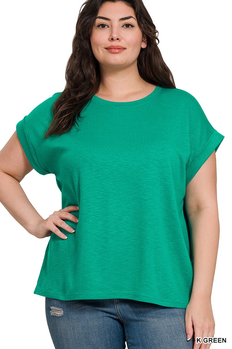 Rolled Sleeve Tee - Plus Size - The Bronze Butterfly