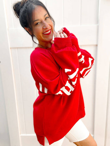 Santa’s Coming Graphic Scuba Oversized Sweatshirt - The Bronze Butterfly