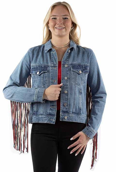 Scully American Fringe Jacket Red White and Blue - The Bronze Butterfly