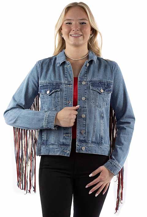 Scully American Fringe Jacket Red White and Blue - The Bronze Butterfly