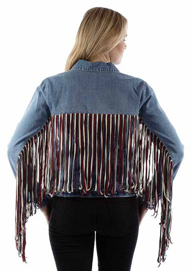Scully American Fringe Jacket Red White and Blue - The Bronze Butterfly