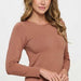 Seamless Round Neck Long Sleeve Top One Size - The Bronze Butterfly