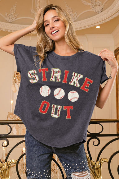 Sequin Baseball Strikeout short sleeve top - The Bronze Butterfly