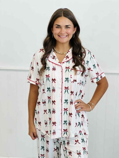 Shirley & Stone Button Down Christmas Pajama Set - The Bronze Butterfly