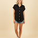 Short Sleeve Ribbed Button-Down Top - The Bronze Butterfly