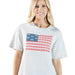 Simply Southern | American It Girl Short Sleeve Graphic Tee with Lace Flag Applique - The Bronze Butterfly