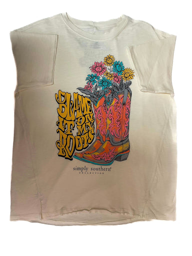 Simply Southern Blame it on My Roots Boxy Tee - The Bronze Butterfly
