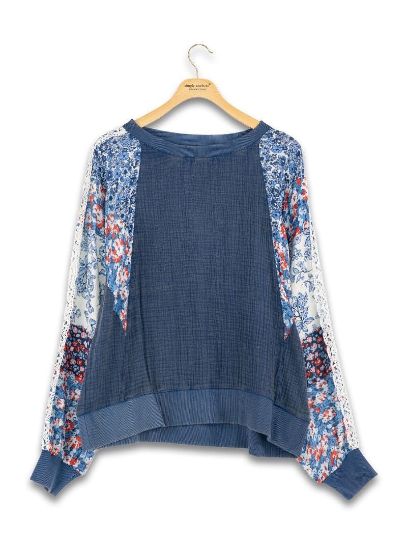 Simply Southern Floral American Pullover Shirt - The Bronze Butterfly