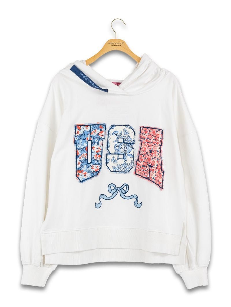 Simply Southern Floral USA Hoodie - The Bronze Butterfly