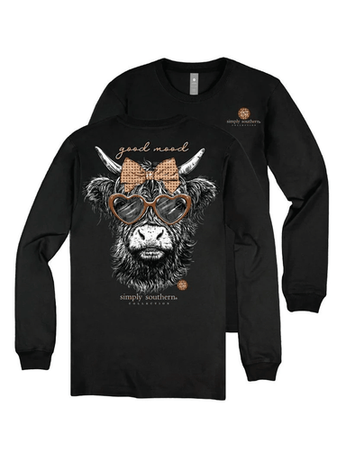 Simply Southern Good Mood Long Sleeve Tee | Black - The Bronze Butterfly