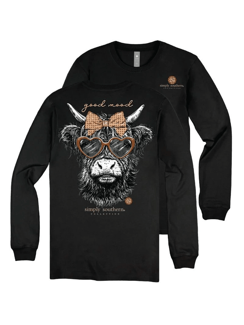 Simply Southern Good Mood Long Sleeve Tee | Black - The Bronze Butterfly