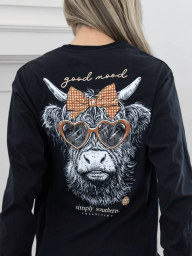 Simply Southern Good Mood Long Sleeve Tee | Black - The Bronze Butterfly