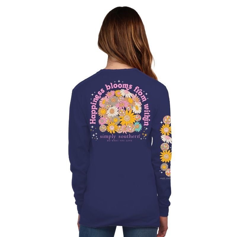 Simply Southern Happiness Blooms Long Sleeve T-Shirt - The Bronze Butterfly