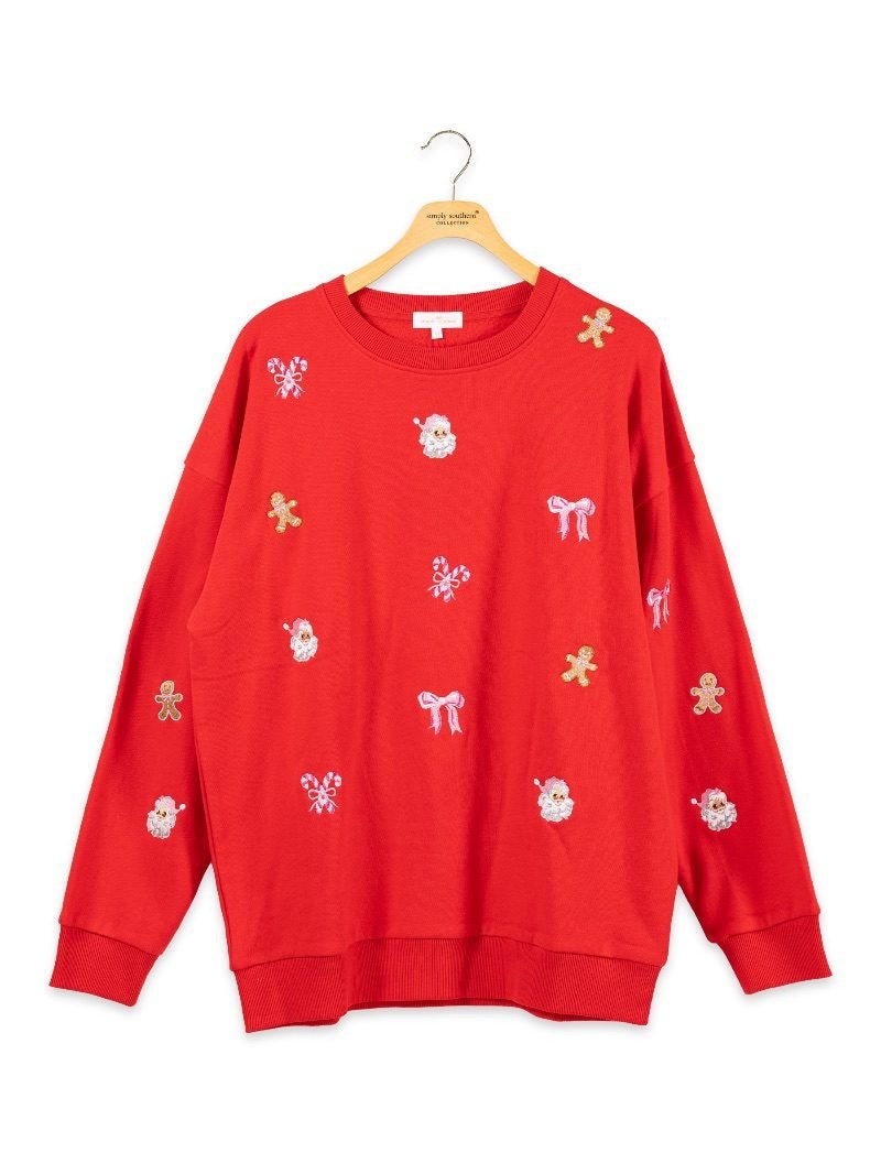 Simply Southern Holiday Embroidered Crew Sweatshirt - The Bronze Butterfly