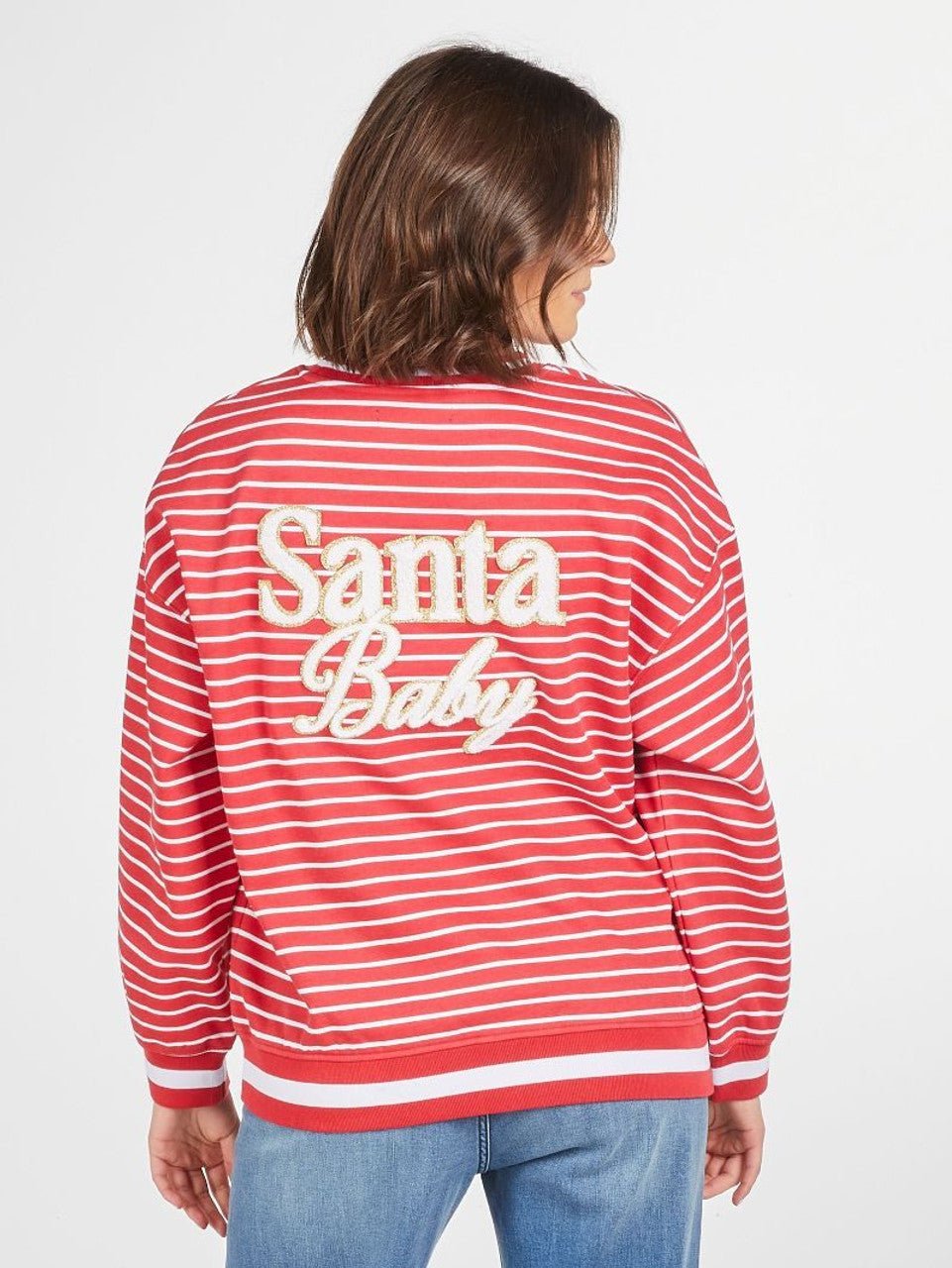 Simply Southern Holiday Varsity Sweatshirt - Santa Baby - The Bronze Butterfly