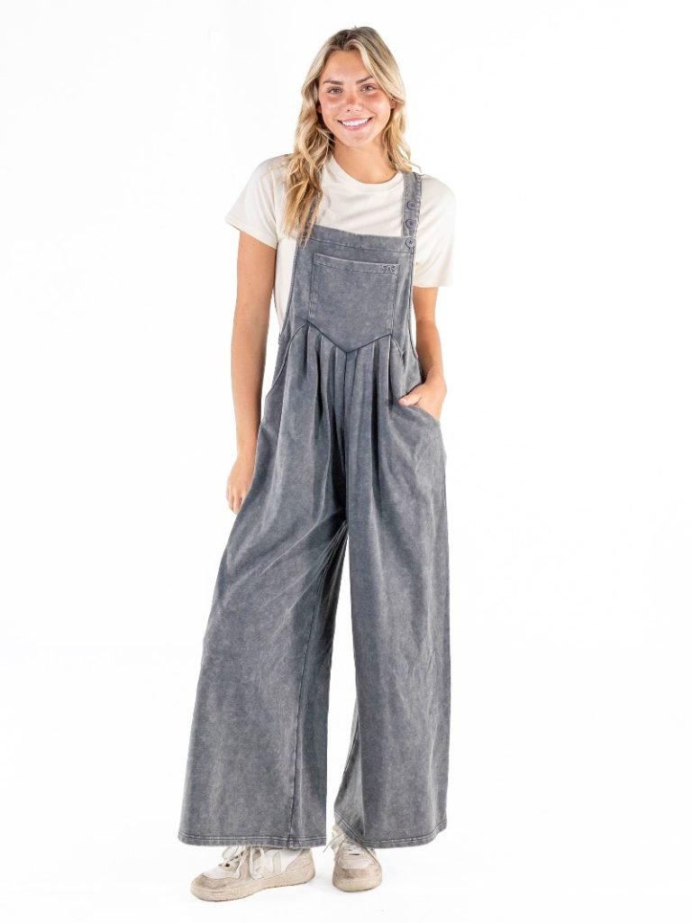 Simply Southern Mineral Wash Overalls in Black - The Bronze Butterfly