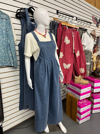 Simply Southern Mineral Wash Overalls in Blue - The Bronze Butterfly