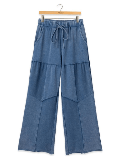 Simply Southern Mineral Wash Wide Leg Pant in Blue - The Bronze Butterfly