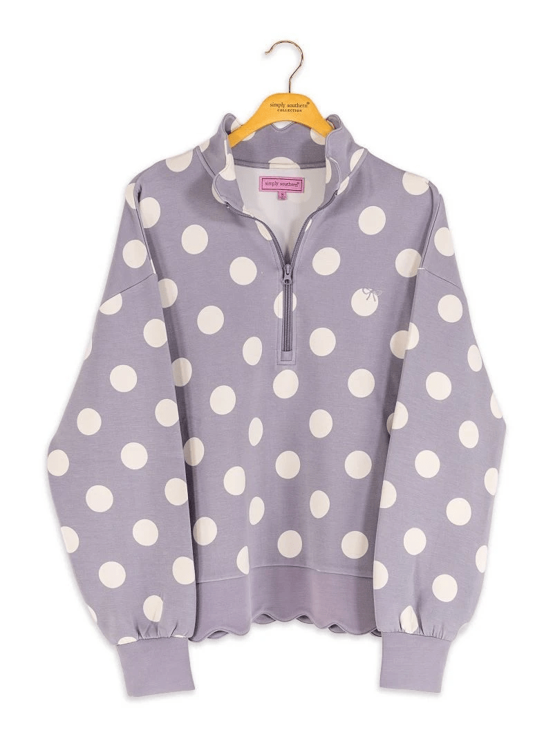 Simply Southern Scallop Plunge Pullover - Gray - The Bronze Butterfly