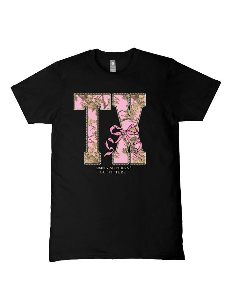 Simply Southern Texas Camo Bow Black T-Shirt - The Bronze Butterfly