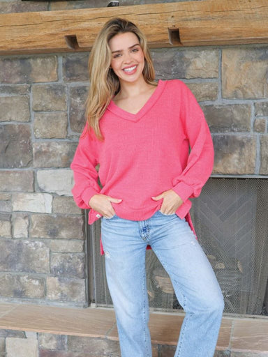 Simply Southern V - Neck Knit Sweater - The Bronze Butterfly