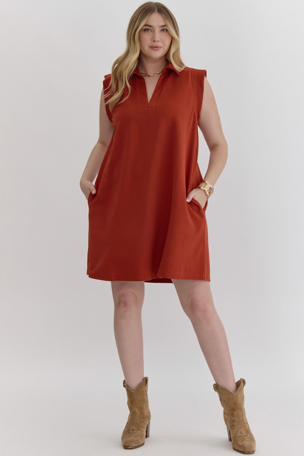 Sleeveless Mini Dress Plus Size - The Bronze Butterfly