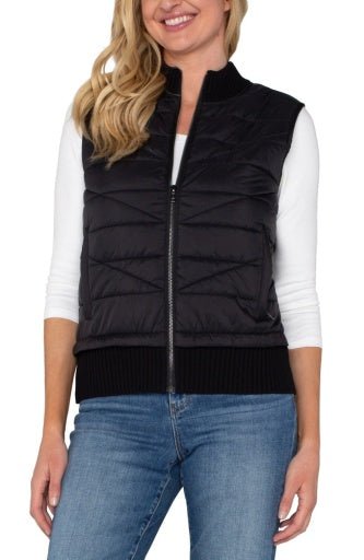 Sleeveless Quilted Full Zip Sweater Vest - The Bronze Butterfly