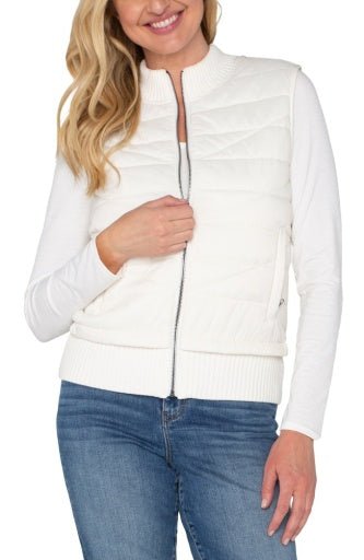 Sleeveless Quilted Full Zip Sweater Vest - The Bronze Butterfly