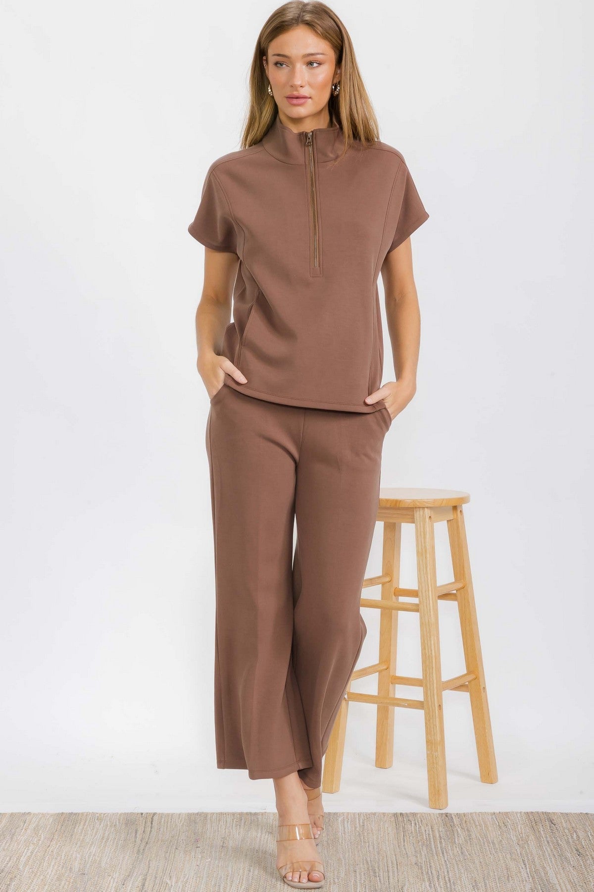 So Chic Sofie Soft Half Zipper Top - The Bronze Butterfly