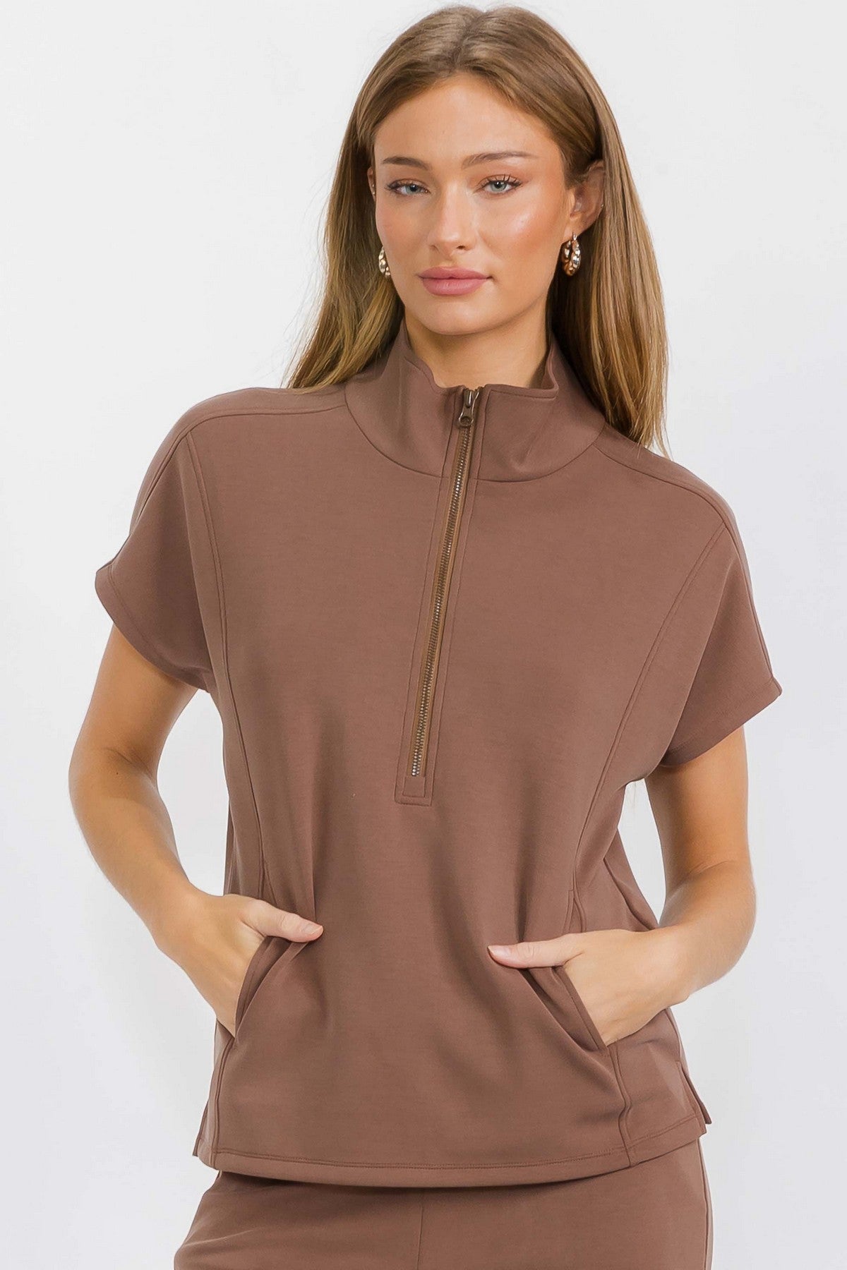 So Chic Sofie Soft Half Zipper Top - The Bronze Butterfly