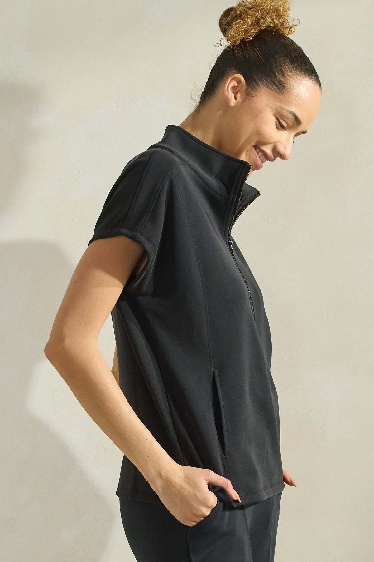 So Chic Sofie Soft Half Zipper Top - The Bronze Butterfly