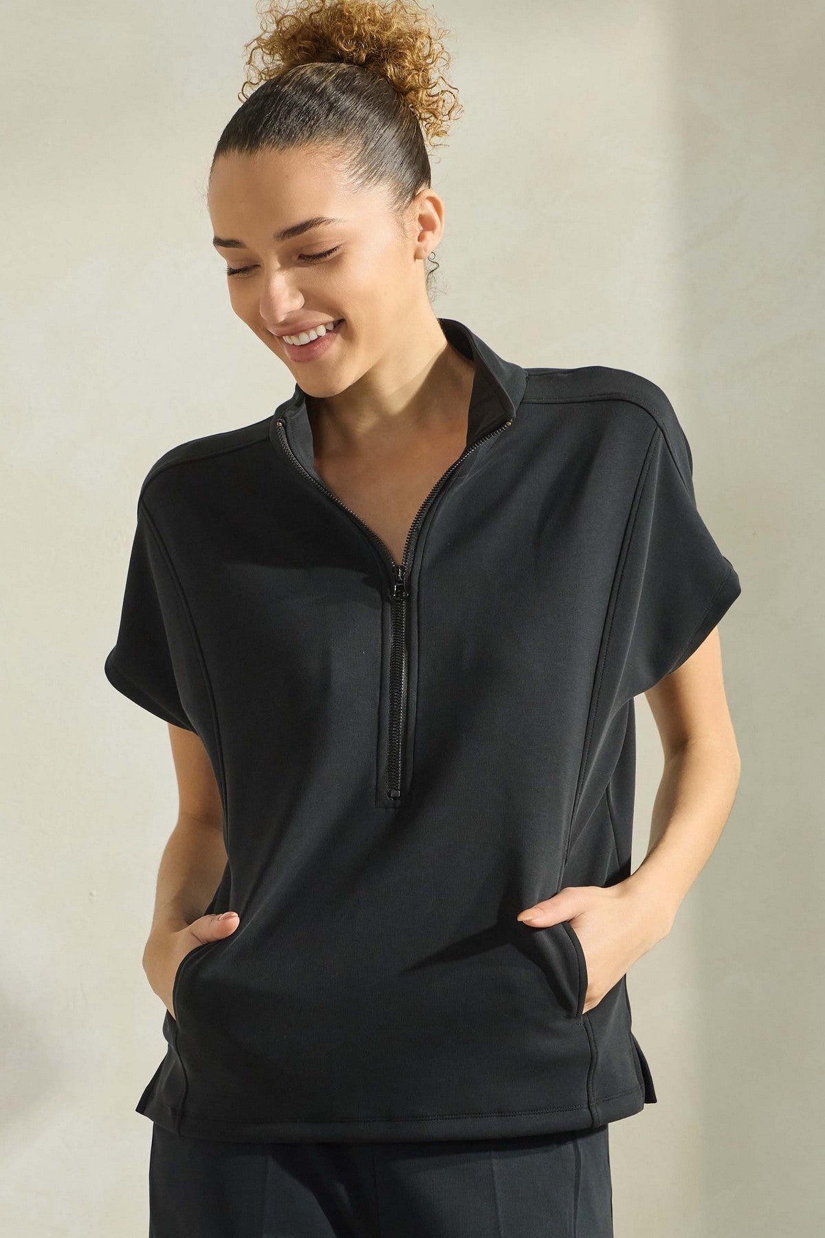 So Chic Sofie Soft Half Zipper Top - The Bronze Butterfly