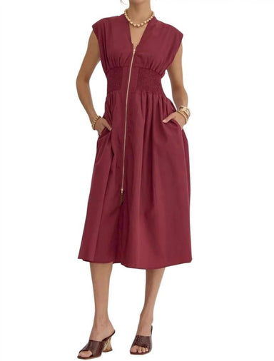 Solid V - Neck Sleeveless Midi Dress - Plus Size - The Bronze Butterfly