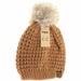 Solid Waffle Stitch Fur Pom C.C Beanie - The Bronze Butterfly