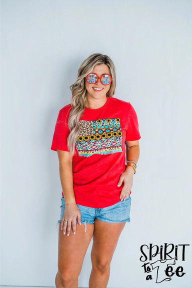 Southwest Patterned USA Flag Tee - The Bronze Butterfly