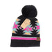 Southwestern Faux Fur Pom C.C Beanie - The Bronze Butterfly
