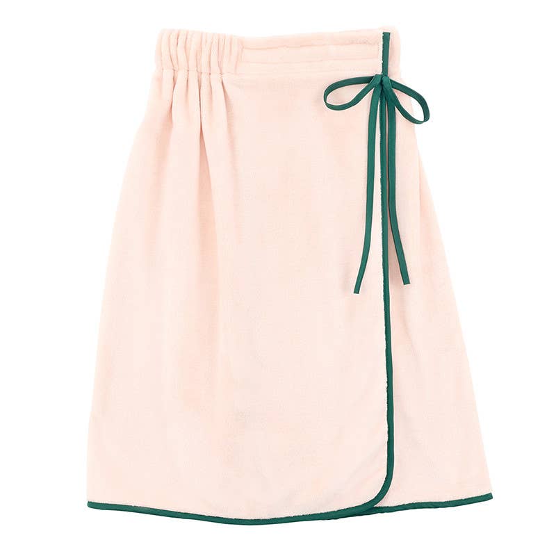 Spa Wrap - Light Pink + Green Bow - The Bronze Butterfly