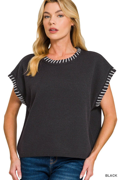 Stitch Detailed Oversized Sweater Vests - The Bronze Butterfly