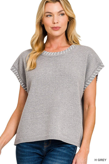 Stitch Detailed Oversized Sweater Vests - The Bronze Butterfly