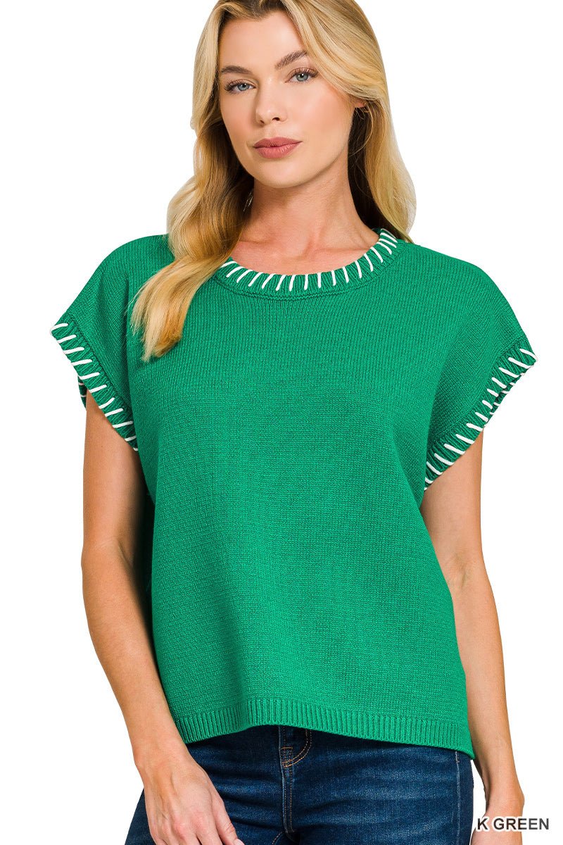 Stitch Detailed Oversized Sweater Vests - The Bronze Butterfly