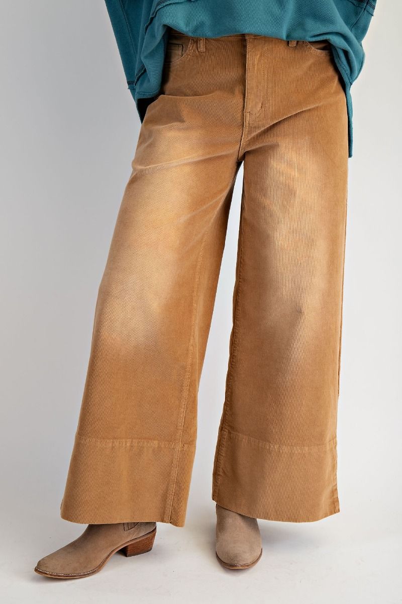 STRETCH BABY CORDUROY WIDE LEG PANTS - The Bronze Butterfly