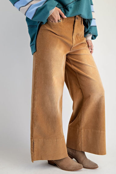 STRETCH BABY CORDUROY WIDE LEG PANTS - The Bronze Butterfly