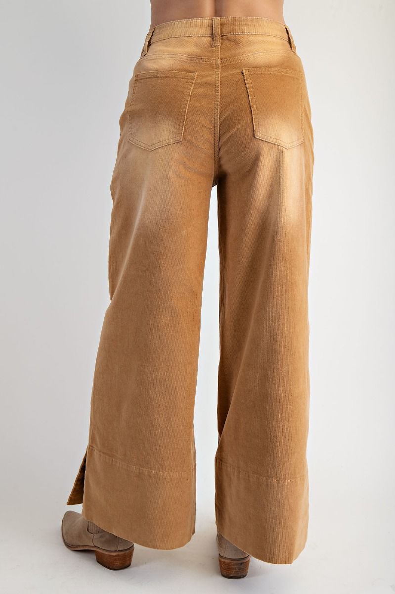 STRETCH BABY CORDUROY WIDE LEG PANTS - The Bronze Butterfly