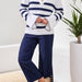 Striped Cotton Polo Sweater With Contrast Blanket Stitch - The Bronze Butterfly