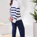 Striped Cotton Polo Sweater With Contrast Blanket Stitch - The Bronze Butterfly