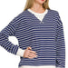 Striped rib banded pullover - The Bronze Butterfly