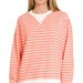 Striped rib banded pullover - The Bronze Butterfly