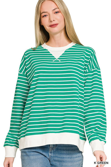 Striped rib banded pullover - The Bronze Butterfly