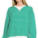 Striped rib banded pullover - The Bronze Butterfly