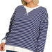 striped rib banded pullover Plus Size - The Bronze Butterfly